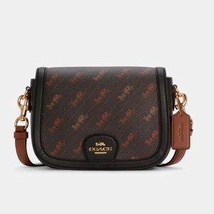 Coach brown Saddle Bag With Horse And Carriage Dot Print